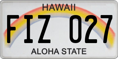 HI license plate FIZ027