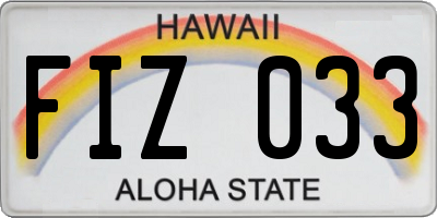 HI license plate FIZ033