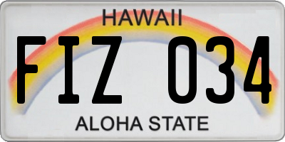HI license plate FIZ034