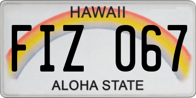 HI license plate FIZ067
