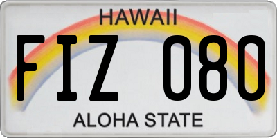 HI license plate FIZ080