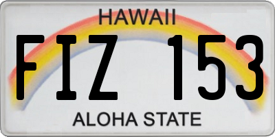 HI license plate FIZ153