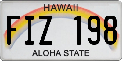 HI license plate FIZ198