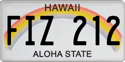 HI license plate FIZ212