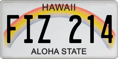 HI license plate FIZ214