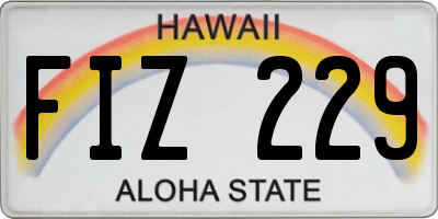 HI license plate FIZ229