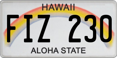 HI license plate FIZ230