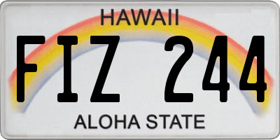 HI license plate FIZ244