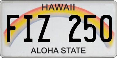HI license plate FIZ250