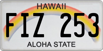 HI license plate FIZ253