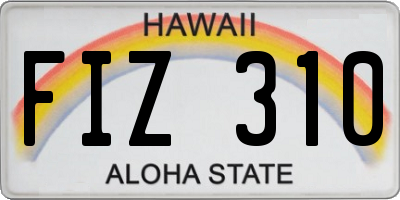 HI license plate FIZ310