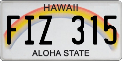 HI license plate FIZ315
