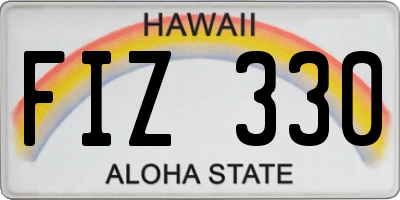 HI license plate FIZ330