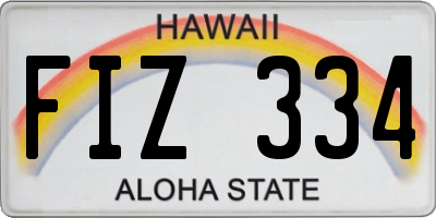 HI license plate FIZ334