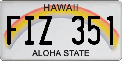 HI license plate FIZ351