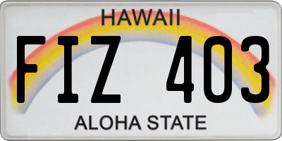 HI license plate FIZ403