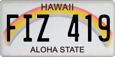 HI license plate FIZ419