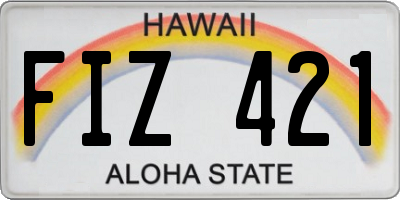 HI license plate FIZ421