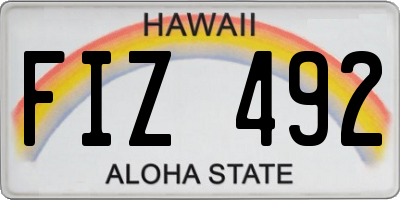 HI license plate FIZ492
