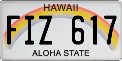 HI license plate FIZ617