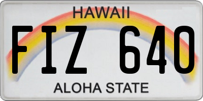HI license plate FIZ640