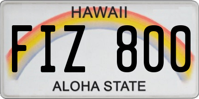 HI license plate FIZ800