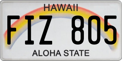 HI license plate FIZ805