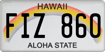 HI license plate FIZ860