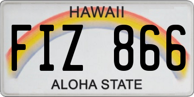 HI license plate FIZ866
