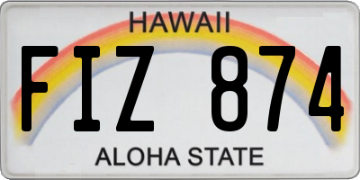HI license plate FIZ874