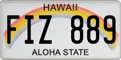 HI license plate FIZ889