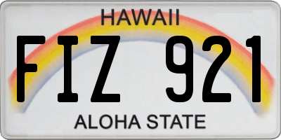 HI license plate FIZ921