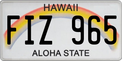 HI license plate FIZ965