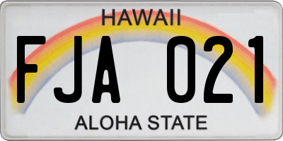 HI license plate FJA021