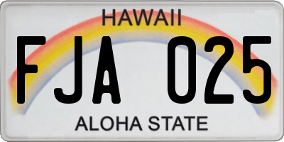 HI license plate FJA025