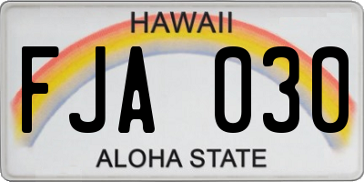 HI license plate FJA030