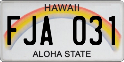 HI license plate FJA031