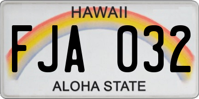 HI license plate FJA032