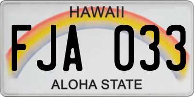 HI license plate FJA033