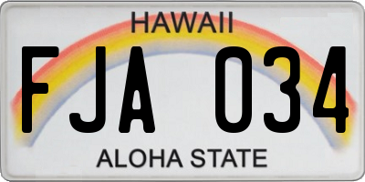 HI license plate FJA034