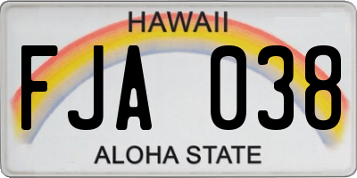 HI license plate FJA038