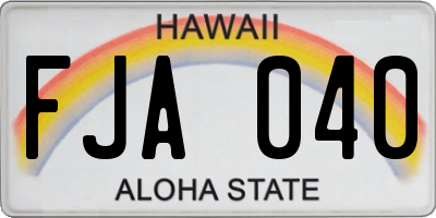 HI license plate FJA040