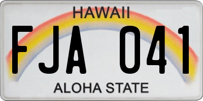 HI license plate FJA041