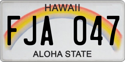 HI license plate FJA047