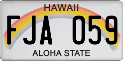 HI license plate FJA059