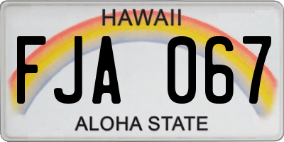 HI license plate FJA067