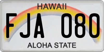 HI license plate FJA080