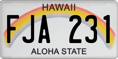 HI license plate FJA231