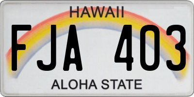 HI license plate FJA403