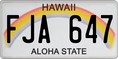 HI license plate FJA647
